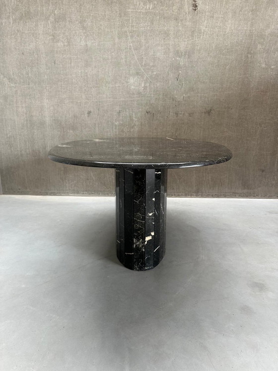 Image 1 of Vintage Nero Marquina Oval Marble Dining Table