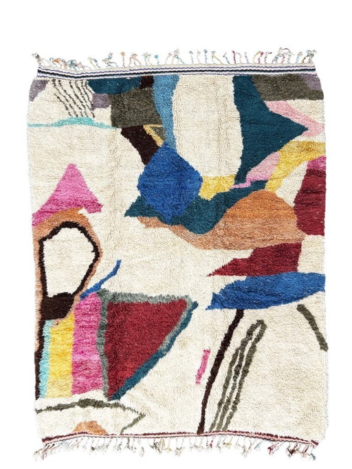 Kleurrijk Berber Marokkaans Beni Ourain wollen tapijt 220x310 cm - Berber Marokkaans tapijt