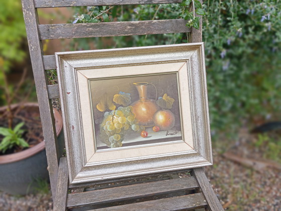 Image 1 of Tableau Huile Sur Toile Nature Morte Aux Fruits, Signé Burnett