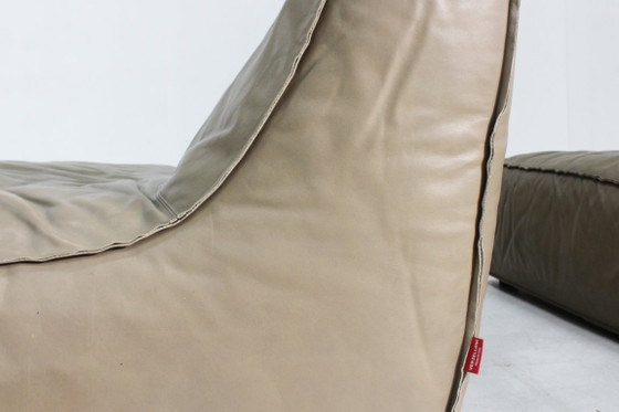 Image 1 of Vintage modulaire sofa groen leer van Verzelloni, Italië, jaren 90 
