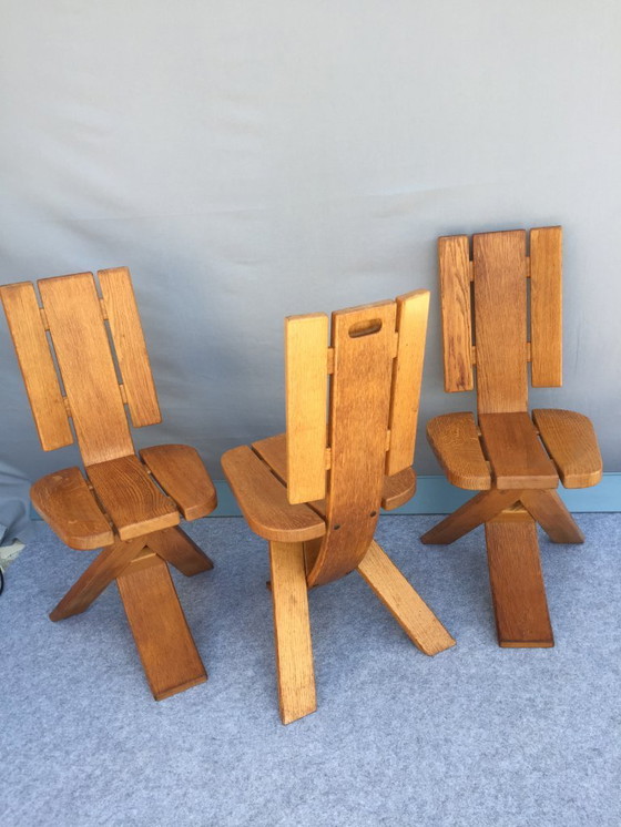 Image 1 of PIERRE CHAPO / SELTZ - 4 VINTAGE CHAIRS