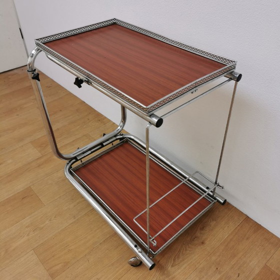 Image 1 of Chariot de bar vintage, chariot à boissons, chariot de majordome, chariot de service