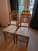 4x antiek massief grenen stoelen