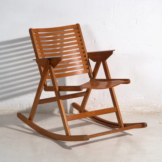 Antique folding Rex rocking chair by Niko Kralj – Slovenia, circa 1970 – Brass, Vintage (photo 5 of 40)