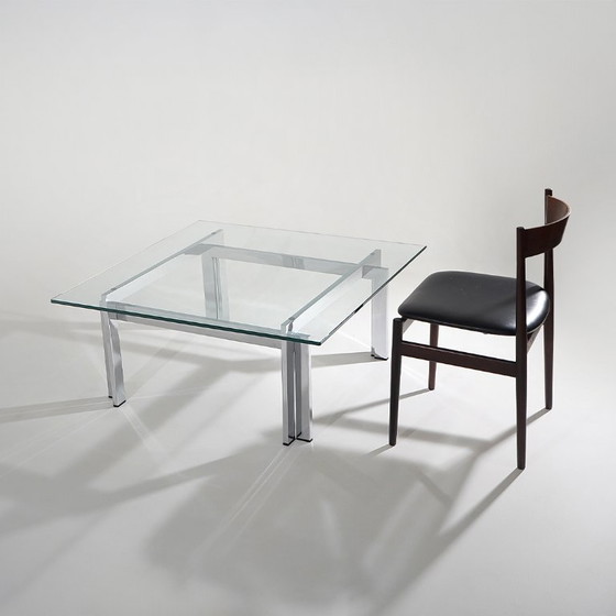 Quadratischer Couchtisch aus Glas und Stahl, 1970er Jahre – Esstische, Metal (photo 11 of 11)