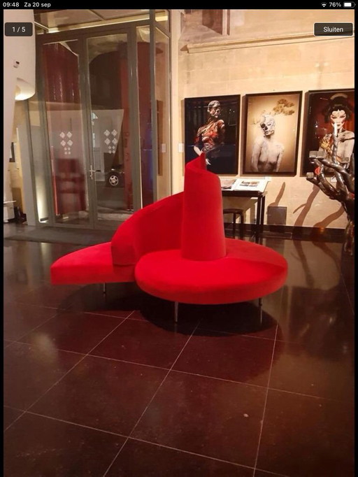 Design bank rood fluweel