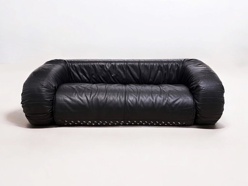 Sofa "Anfibio" aus schwarzem Leder von Alessandro Becchi für Giovannetti