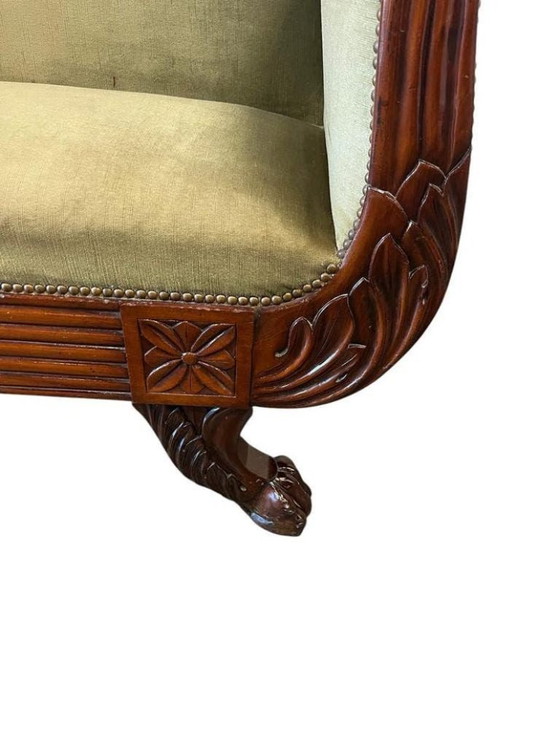 Image 1 of Poltrona/divano/due posti vintage in stile barocco verde