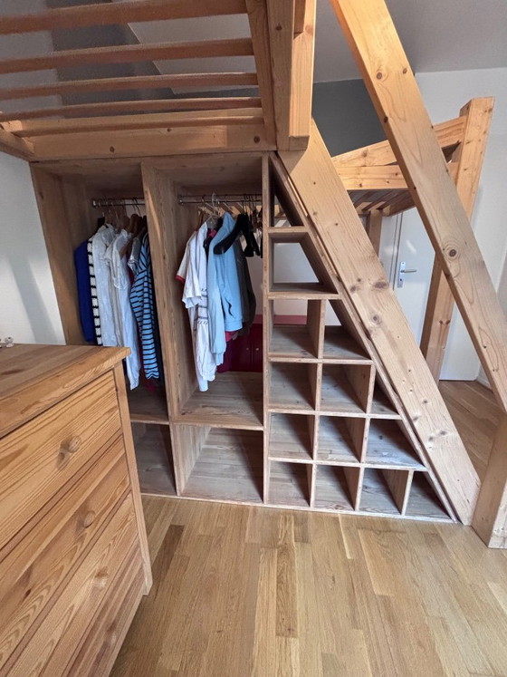 Cama alta de madera maciza hecha a medida – Compagnons du devoir, Camas de matrimonio, Wood (photo 6 of 13)