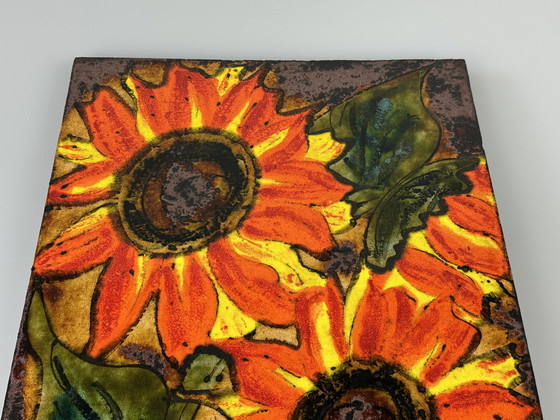 Image 1 of 60s 70s mural pared placa cerámica Ruscha pintado a mano número 769 diseño