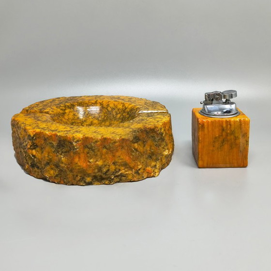 Image 1 of Ensemble à fumer en albâtre italien de style moderne du milieu du siècle, signé Romano Bianchi, années 1960