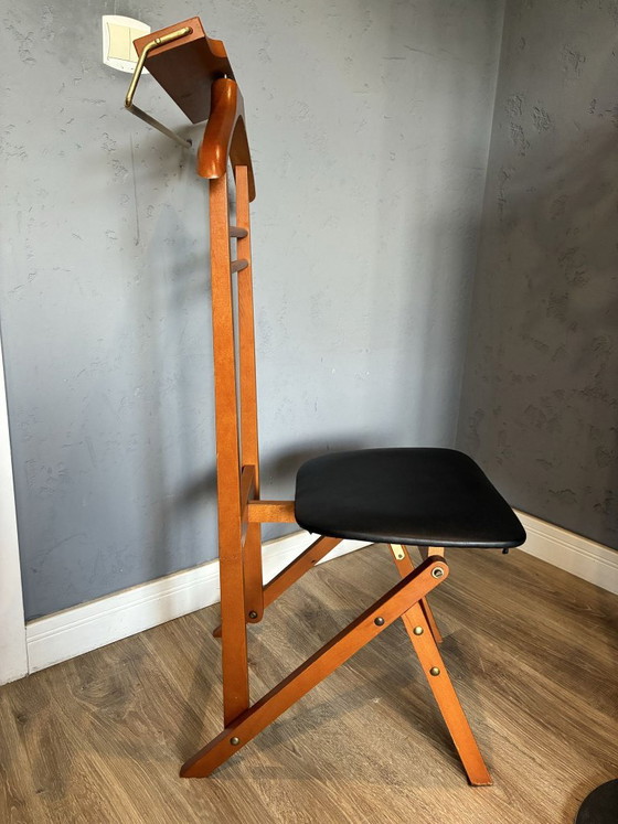 Fratelli Reguitti valet stand, beech, brass and vinyl, 1950s, Coat racks, Wood, Brown (photo 4 of 8)