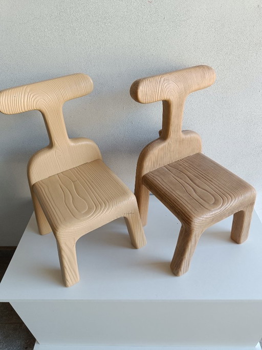 Een paar vintage Italiaanse kinderstoelen – Canova & Eurotoys, jaren 70/80 – hockers en poefs, Plastic