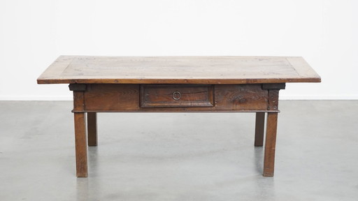 Antique South European Chestnut Coffee Table From The 18th Century With A Drawer
