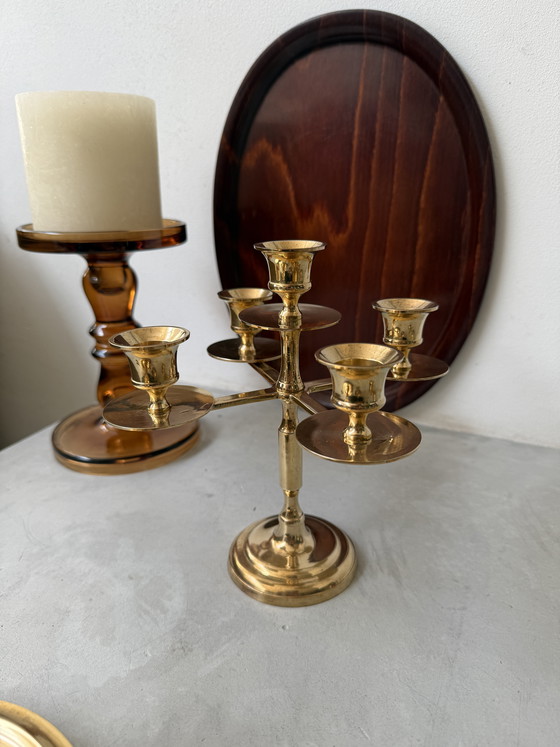 Image 1 of Vintage messing kandelaars set | mid century brass | sfeervol decor