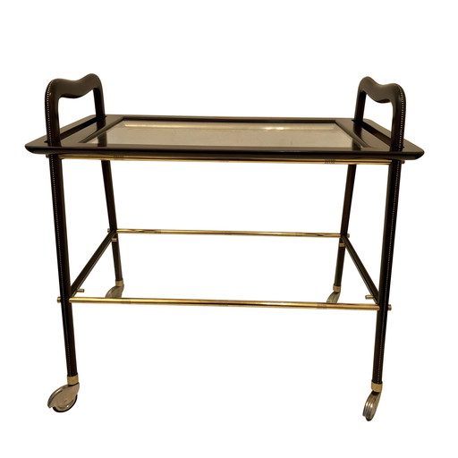 Food trolley with pull-out tray, 1950s