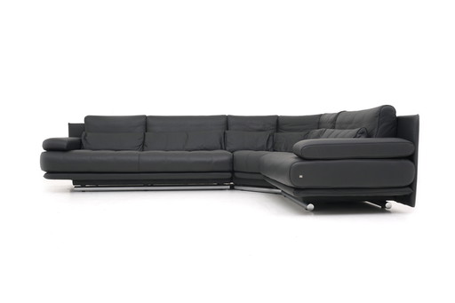 Rolf Benz 6500 Garnitur Couch Sofa Eckcouch Ecksofa Leder Schwarz