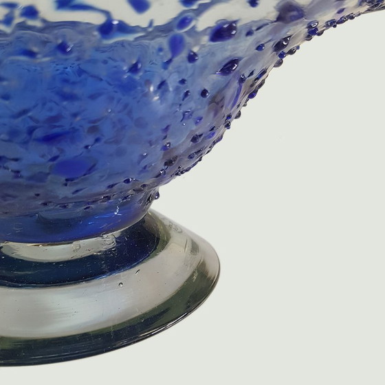 Ciotola a piedistallo in vetro artistico soffiato a mano blu cobalto con schizzi/coriandoli. – Ciotole, Glass (photo 8 of 8)