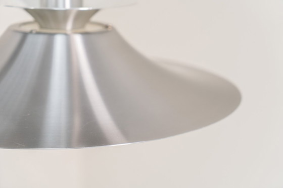 Geborsteld aluminium hanglamp van Frandsen (Denemarken, jaren 70). – Hanglampen, Metal (photo 9 of 14)