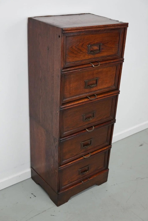 Belgische eiken apothekers- / archiefkast met vouwdeuren, jaren 1920/30