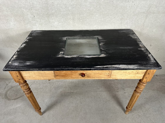Antique Wooden Work Table – Side tables, Glass (photo 10 of 14)