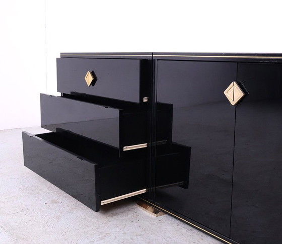 Image 1 of Black and gold Art Deco cabinets by Pierre Vandel, 1970s