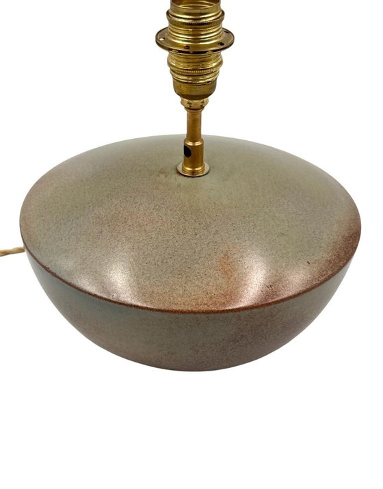 Image 1 of Pied de lampe en céramique verte, style moderne du milieu du siècle, Alain di Bin, France, années 1960