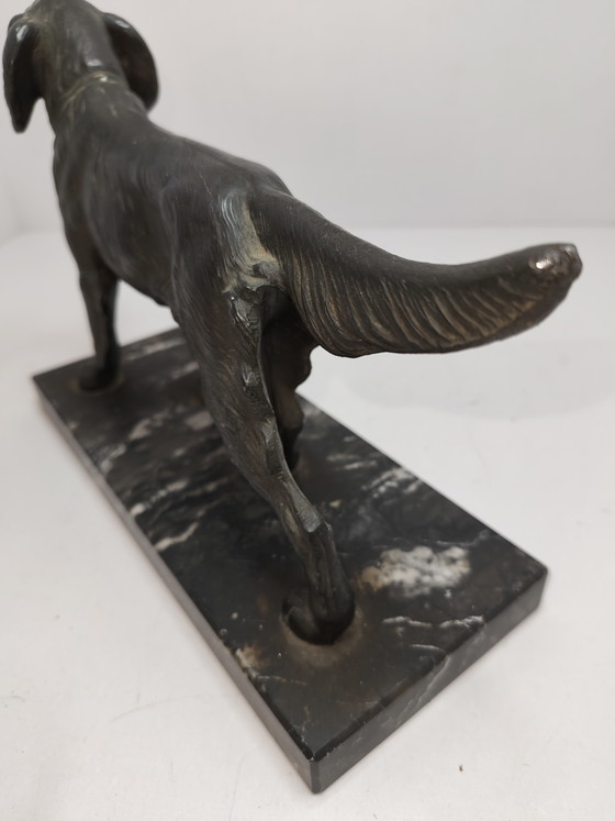 Art Deco style sculpture hunting dog – Marble, Metal (photo 10 of 12)