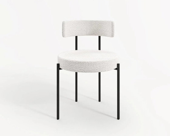 Iron and Bouclé Fabric Dining Chairs 50x50x84 – Textile (photo 2 of 5)