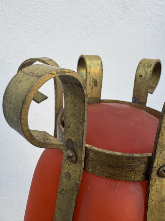 Vaso in pasta di vetro satinato con montatura in ottone anni '60 – Vasi, Glass, Brass (photo 11 of 15)