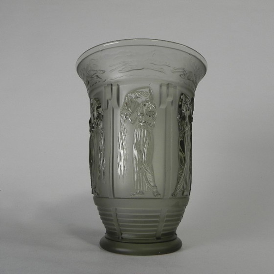 Image 1 of Art Deco vase with images of 6 ladies and 6 herons, 1930s