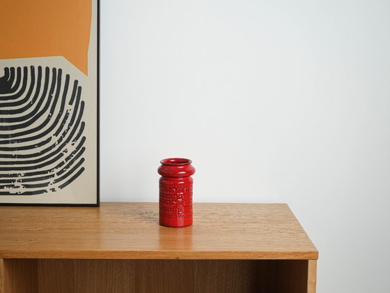 Image 1 of Red ceramic vase, German design, 1960s, made in West Germany