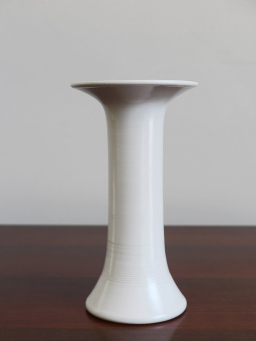 Weiße Keramikvase von Franco Bucci, Pesaro, 1970er Jahre