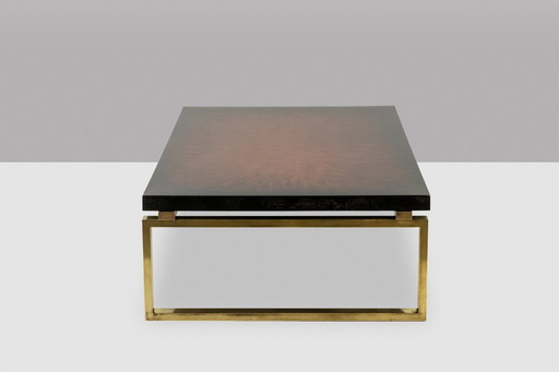 Maison Charles. Bronze coffee table with lacquered top. Circa 1970.