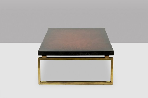 Image 1 of Maison Charles. Bronze coffee table with lacquered top. Circa 1970.