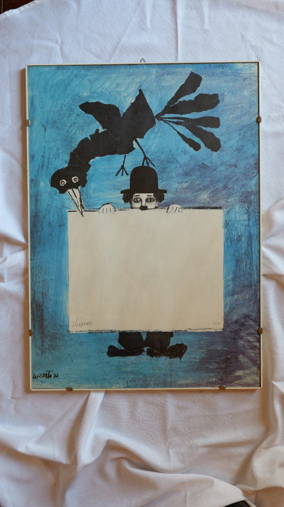 Emanuele Luzzati "Charlie Chaplin" 1977 – Wall decoration, Glass (photo 4 of 5)