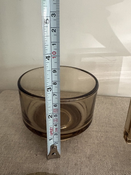 Image 1 of Jarra de leche y azucarero antiguos de Joe Colombo “Arno Italora”, de cristal ahumado.