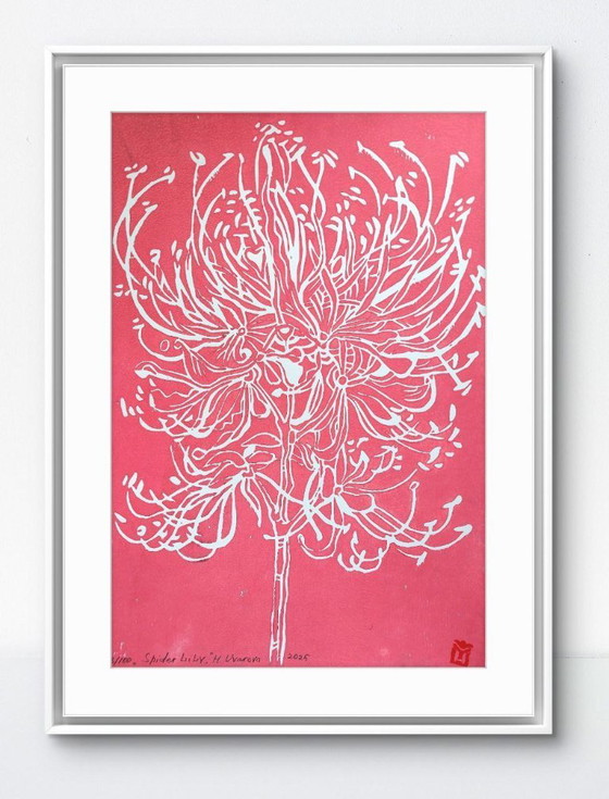 Image 1 of Spider Lily Linocut – A3 Botanical Print