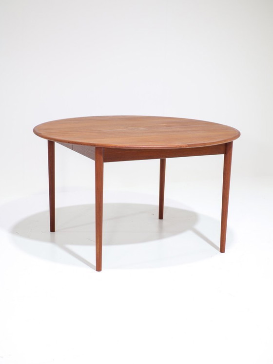 Image 1 of Uitschuifbare ronde eettafel teak Deens vintage