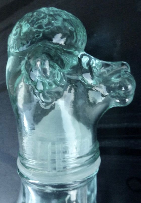 Image 1 of 2x Vintage Glazen karaffen in de vorm van Hond en Haan.