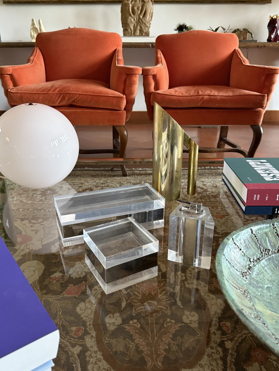 Image 1 of Set da fumo Hollywood Regency Lucite, Guzzini Italia 1970