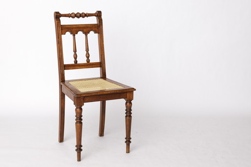 Antiker Buchenstuhl mit Wiener Rohrsessel - 1940er Jahre Vintage Woven Chair