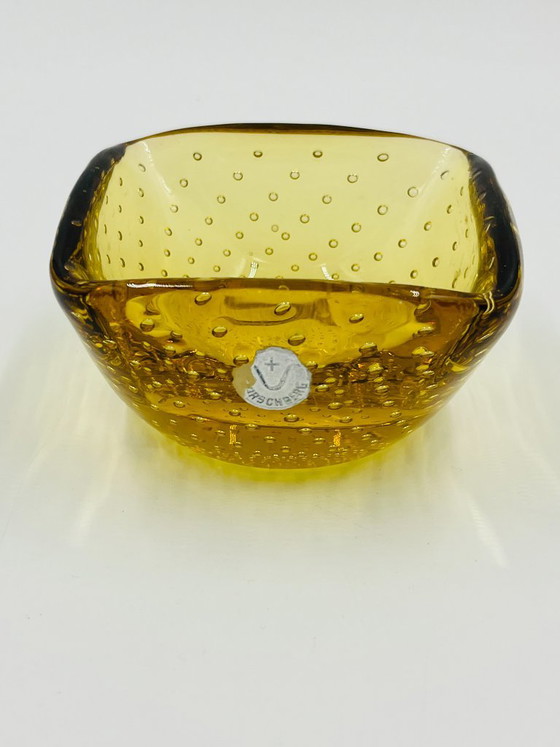 Quadratische "Bullicante" Irschenberg Ablageschale, Frischberg, Schalen, Murano-Glas, Gelb, Vintage (Foto 2 von 11)
