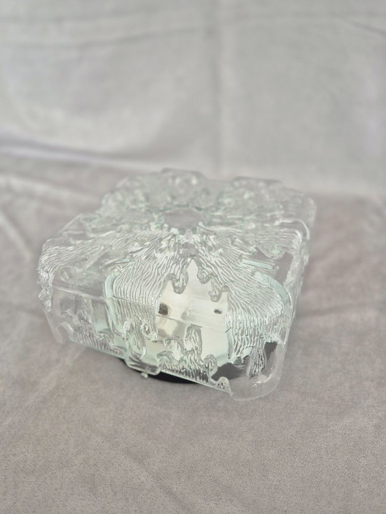 Image 1 of Mid Century Modern Glass Flush Mount Ceiling Light 20cm – Space Age Textured Crystal E27 Lamp