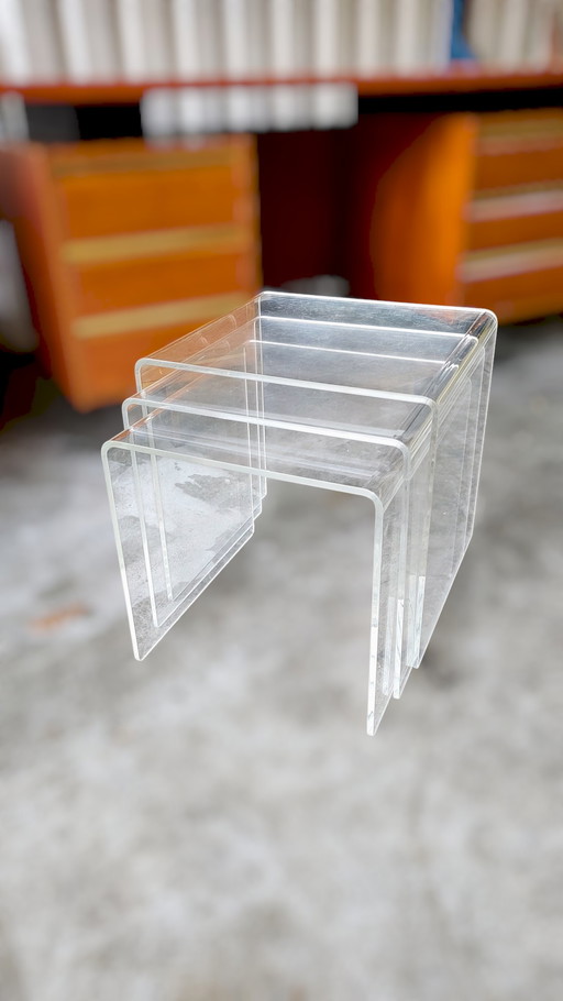 Set of Vintage Plexiglass Nesting Tables