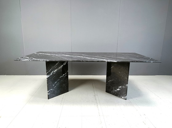 Image 1 of Vintage Black Marble Dining Table, 1970S 