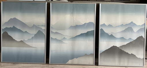 Tríptico (tres paneles) Paisaje escocés ‘Lochnan’, serigrafías – kunst, Glass, Paper (photo 2 of 15)