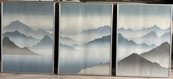 Tríptico (tres paneles) Paisaje escocés ‘Lochnan’, serigrafías – Roggenkamp, Arte, Glass, Paper (photo 2 of 15)