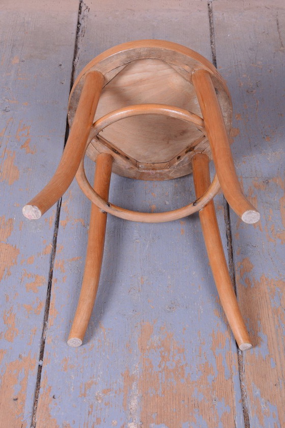 Restored Mid-Century Stool, Sold Beech, Plywood, Repolished, Czech, 1950s, Brown (photo 5 of 7)