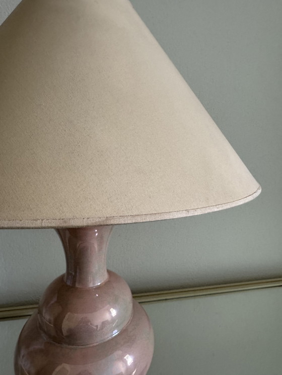 Image 1 of Charolles Irisée Roze Aardewerk Lamp jaren 80